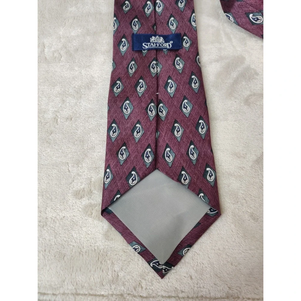 Vintage Stafford Geometric All Silk Tie Designer Tear Drop 4
